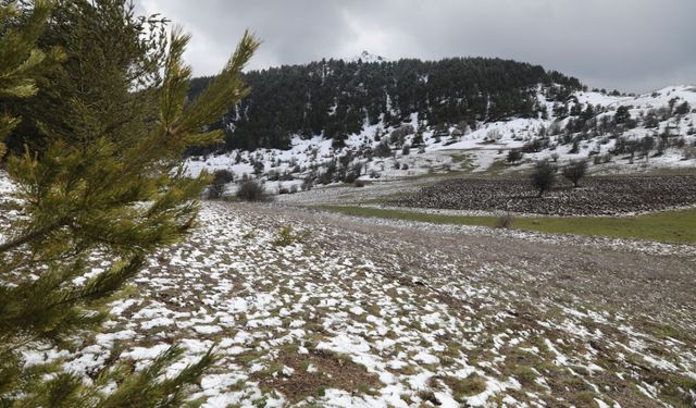 Çubuk'un yüksek kesimlerinde kar etkili oldu
