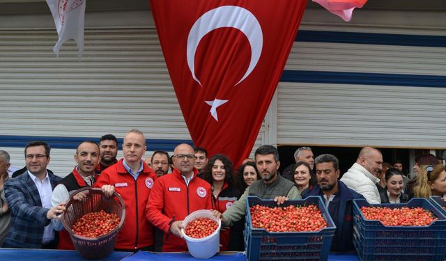 Manisa'da sezonun ilk kirazı 6 bin TL'den satıldı