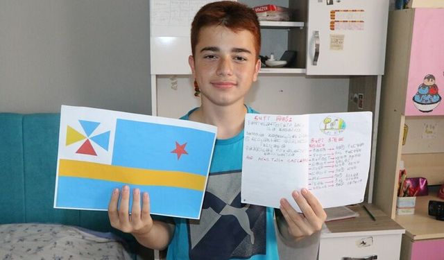 13 yaşındaki Aras, kendi dilini oluşturup hayali ülke kurdu
