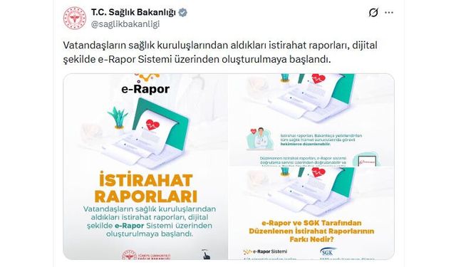 'e Rapor Sistemi' ile istirahat raporlarında yeni dönem