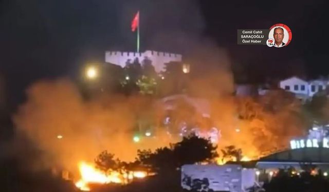 Kale yakınında otluk alanda yangın