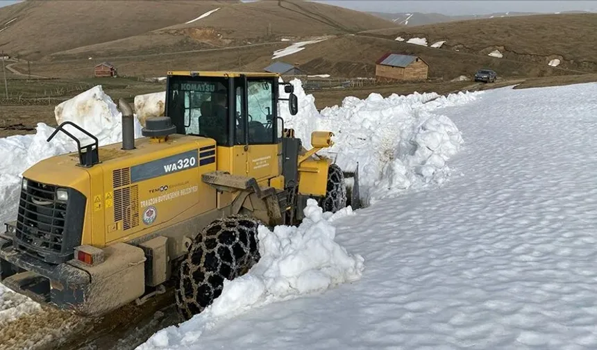 Trabzon'da yayla yollarında karla mücadele devam ediyor
