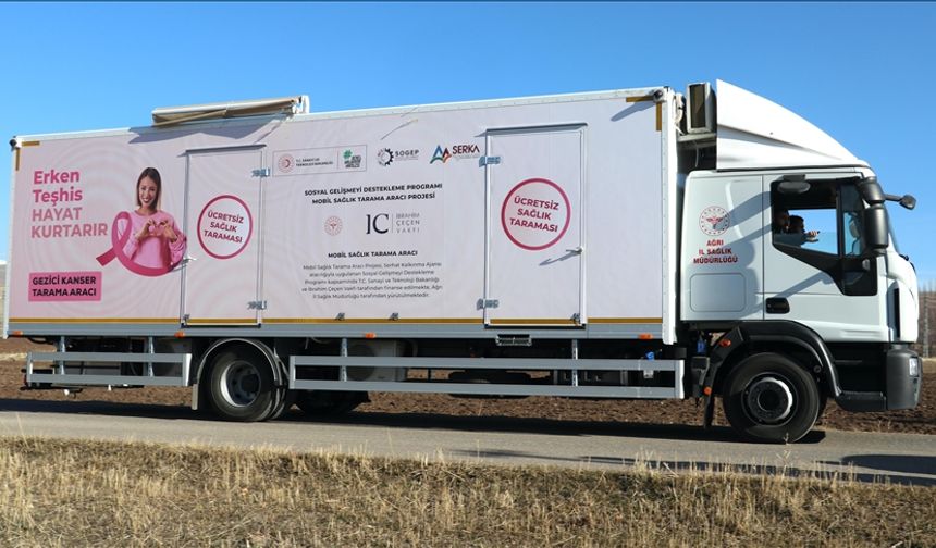 Kanserden ölümlerin fazla olduğu Ağrı'da gezici kanser tarama aracı köy yollarında
