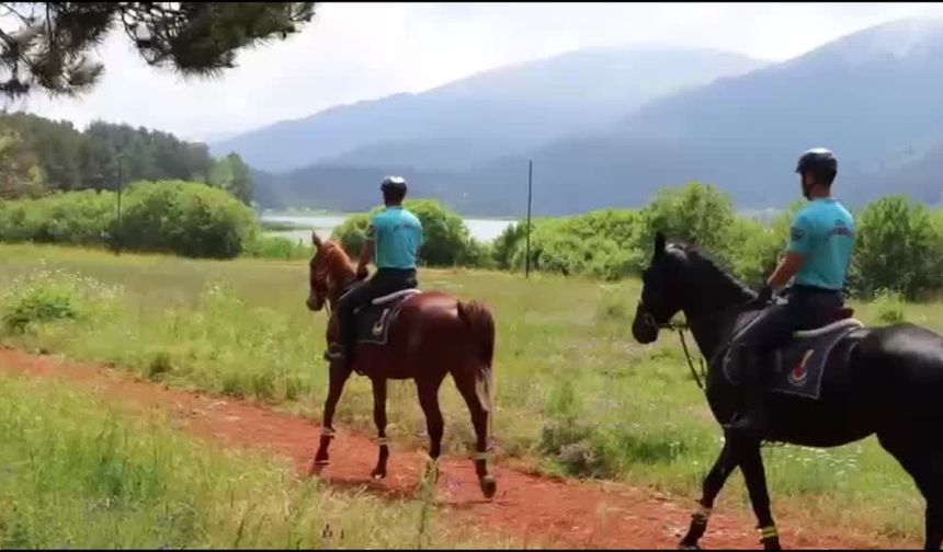 Atlı jandarma timleri, Abant Gölü Milli Parkı'nda devriyeye başladı
