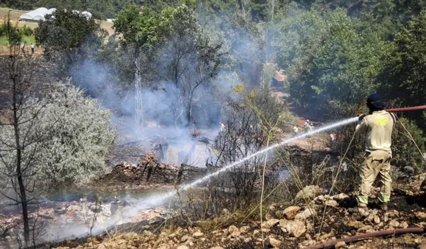 Yayladaki yangında 3 ev ile 2 ambar küle döndü