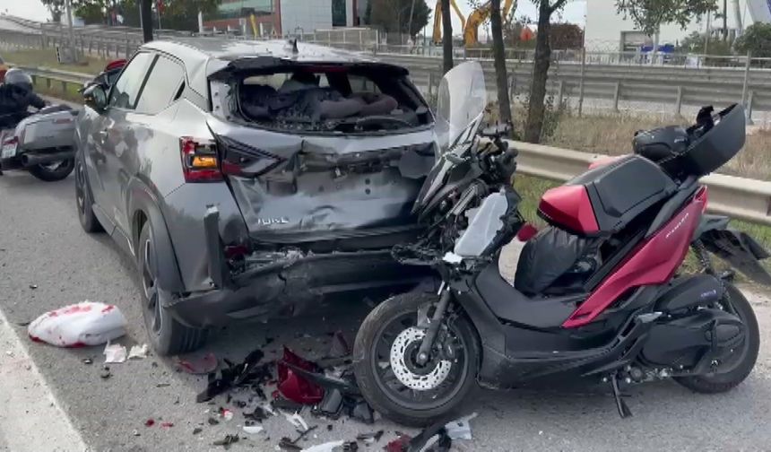 TEM Otoyolu’nda emniyet şeridinde duran otomobile çarpan motosikletli polis yaralandı