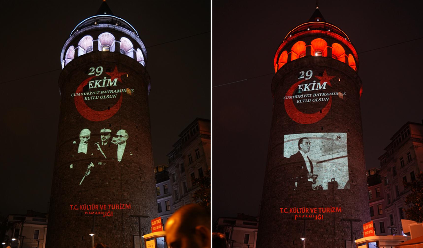 Galata Kulesi'nde 29 Ekim'e özel Atatürk gösterisi